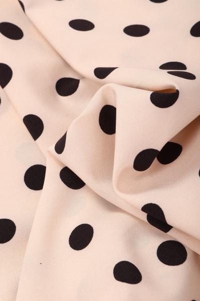 Индо принт "Крупных горох" (ЧЕРНЫЙ ГОРОХ НА БЕЖЕВОМ - 1,5 СМ - 2)