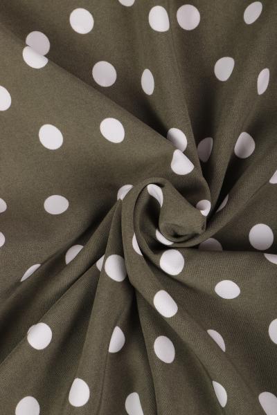 Индо принт "Крупных горох" (БЕЛЫЙ ГОРОХ НА ХАКИ - 1,5 СМ - 5)
