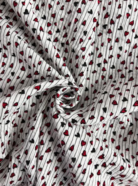 Муслин принт RT16 (ЧЕРНЫЕ И КРАСНЫЕ СЕРДЕЧКИ - 11)