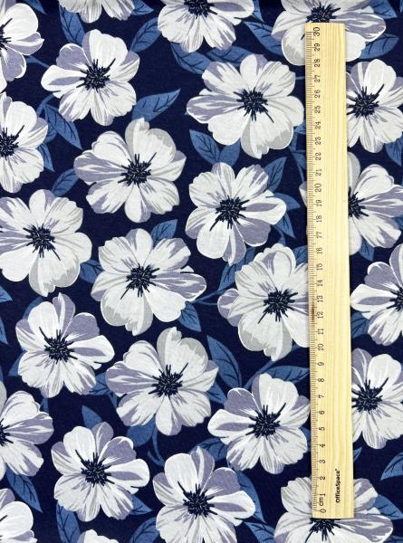 30/1 ОЕ Кулирная гладь 100% х/б (8013 V-01 ЧЕРНО-СИНИЙ ПИОНЫ - 100800)