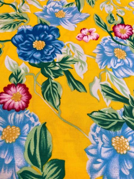 Штапель принт (ЦВЕТЫ НА ЖЕЛТОМ - 2)