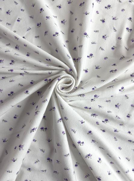 Лапша рибана хлопок принт RT29 (ФИОЛЕТОВЫЕ ЦВЕТОЧКИ - 2)