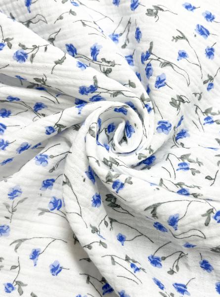 Муслин принт (СИНИЕ ЦВЕТЫ)