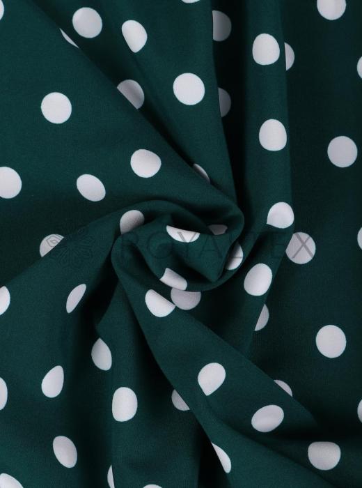 Индо принт "Крупных горох" (БЕЛЫЙ ГОРОХ НА ЗЕЛЕНОМ - 1,5 СМ - 26)