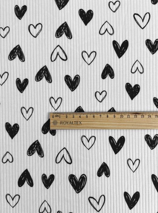 Лапша принт вискозная RT40 (НАРИСОВАННЫЕ СЕРДЦА ЧЕРНЫЕ)
