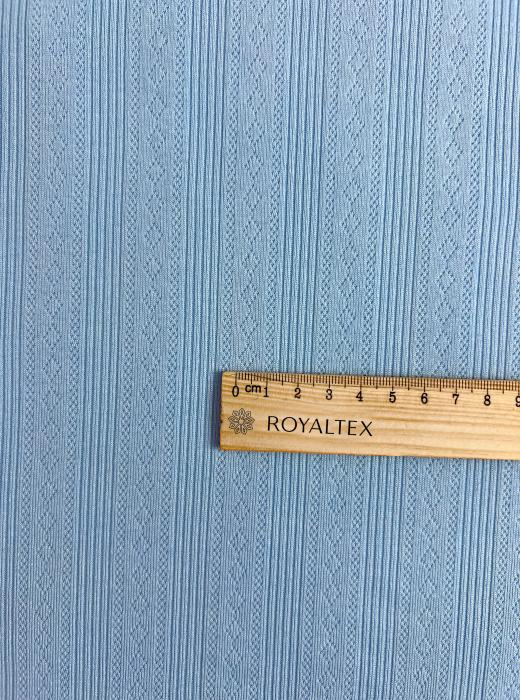 Ажурный трикотаж рибана принт ромбики RT27 (ГОЛУБОЙ)