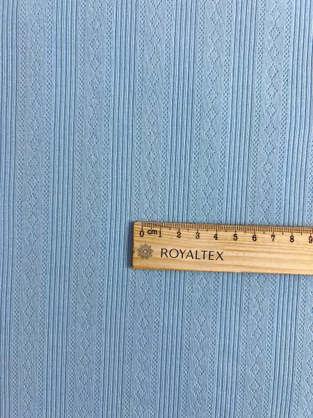 Ажурный трикотаж рибана принт ромбики RT27 (ГОЛУБОЙ)