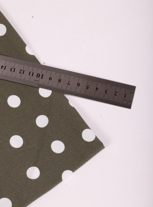 Индо принт "Крупных горох" (БЕЛЫЙ ГОРОХ НА ХАКИ - 1,5 СМ - 5)