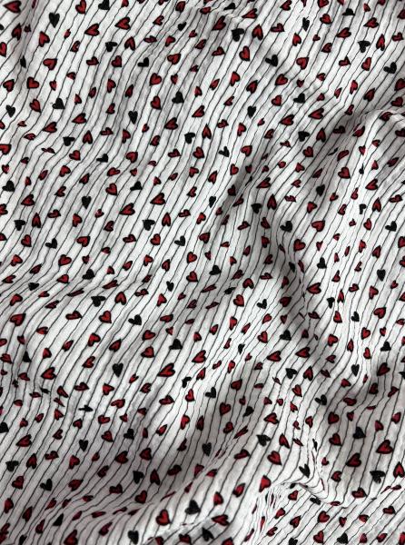Муслин принт RT16 (ЧЕРНЫЕ И КРАСНЫЕ СЕРДЕЧКИ - 11)