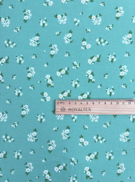 Лапша рибана хлопок принт RT29 (КРУПНЫЕ ЦВЕТЫ НА ГОЛУБОМ - 4)