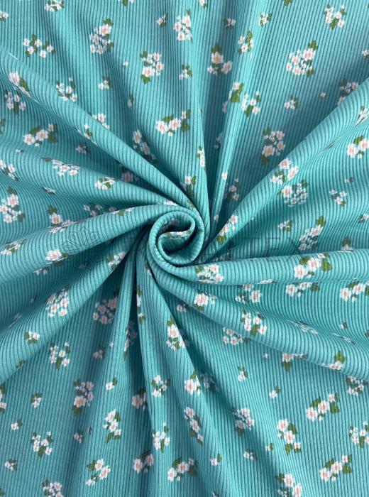 Лапша рибана хлопок принт RT29 (КРУПНЫЕ ЦВЕТЫ НА ГОЛУБОМ - 4)