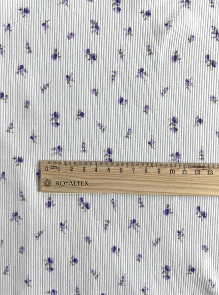 Лапша рибана хлопок принт RT29 (ФИОЛЕТОВЫЕ ЦВЕТОЧКИ - 2)