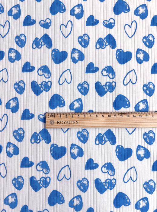 Лапша принт вискозная RT40 (НАРИСОВАННЫЕ СЕРДЦА ГОЛУБЫЕ)