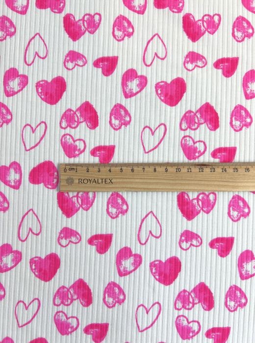 Лапша принт вискозная RT40 (НАРИСОВАННЫЕ СЕРДЦА РОЗОВЫЕ)