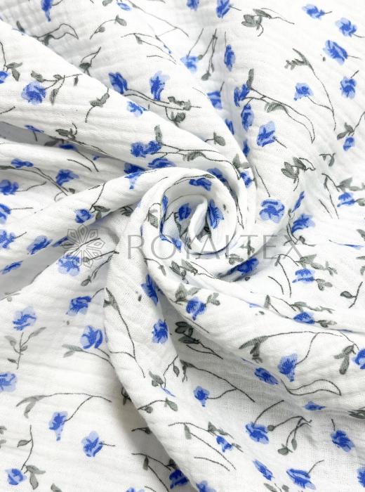 Муслин принт (СИНИЕ ЦВЕТЫ)