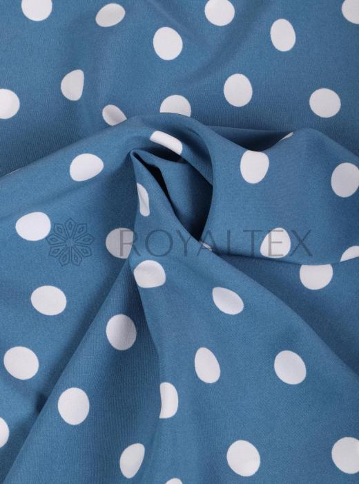 Индо принт "Крупных горох" (БЕЛЫЙ ГОРОХ НА НЕБЕСНО-СИНЕМ - 1,5 СМ - 6)