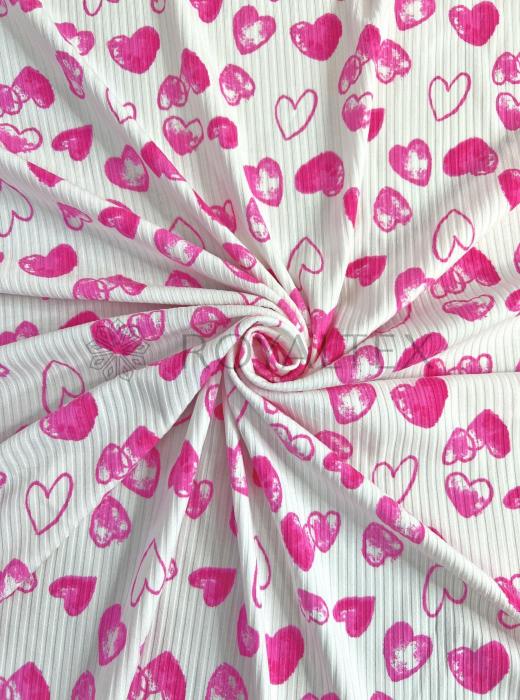 Лапша принт вискозная RT40 (НАРИСОВАННЫЕ СЕРДЦА РОЗОВЫЕ)