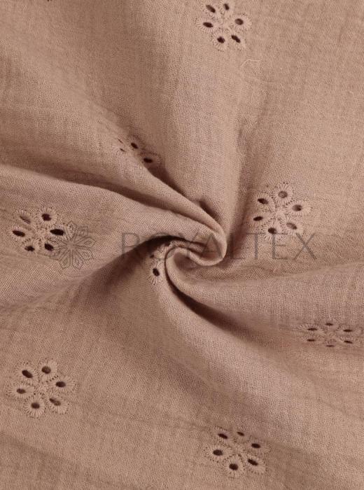 Муслин с вышивкой (ТЕМНО-БЕЖЕВЫЙ - 8)