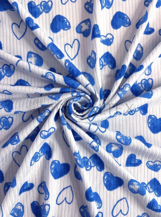 Лапша принт вискозная RT40 (НАРИСОВАННЫЕ СЕРДЦА ГОЛУБЫЕ)