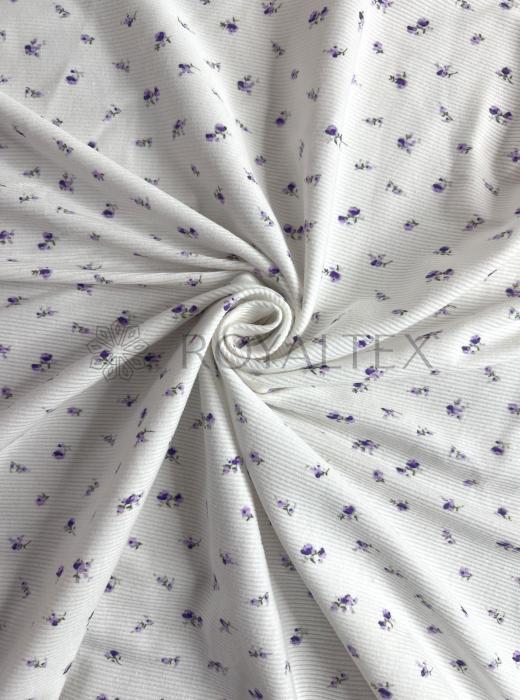 Лапша рибана хлопок принт RT29 (ФИОЛЕТОВЫЕ ЦВЕТОЧКИ - 2)