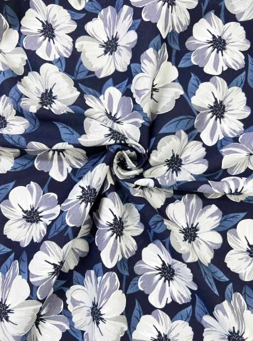 30/1 ОЕ Кулирная гладь 100% х/б (8013 V-01 ЧЕРНО-СИНИЙ ПИОНЫ - 100800)