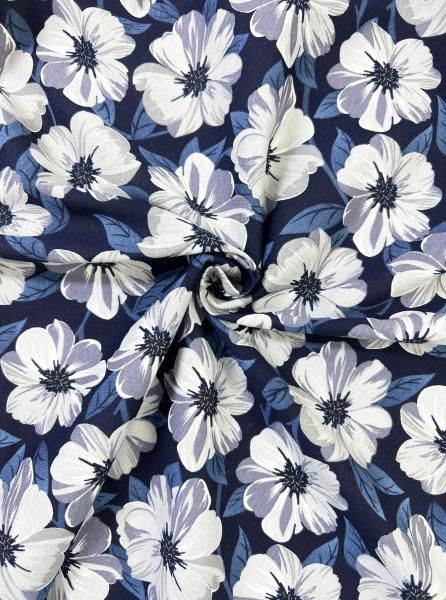 30/1 ОЕ Кулирная гладь 100% х/б (8013 V-01 ЧЕРНО-СИНИЙ ПИОНЫ - 100800)