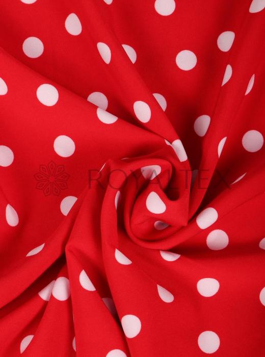 Индо принт "Крупных горох" (БЕЛЫЙ ГОРОХ НА КРАСНОМ - 1,5 СМ - 14)