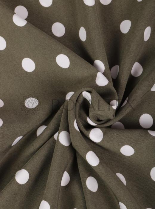 Индо принт "Крупных горох" (БЕЛЫЙ ГОРОХ НА ХАКИ - 1,5 СМ - 5)